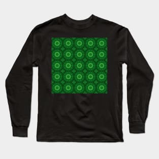 Green Clover Kaleidoscope pattern 11 Long Sleeve T-Shirt